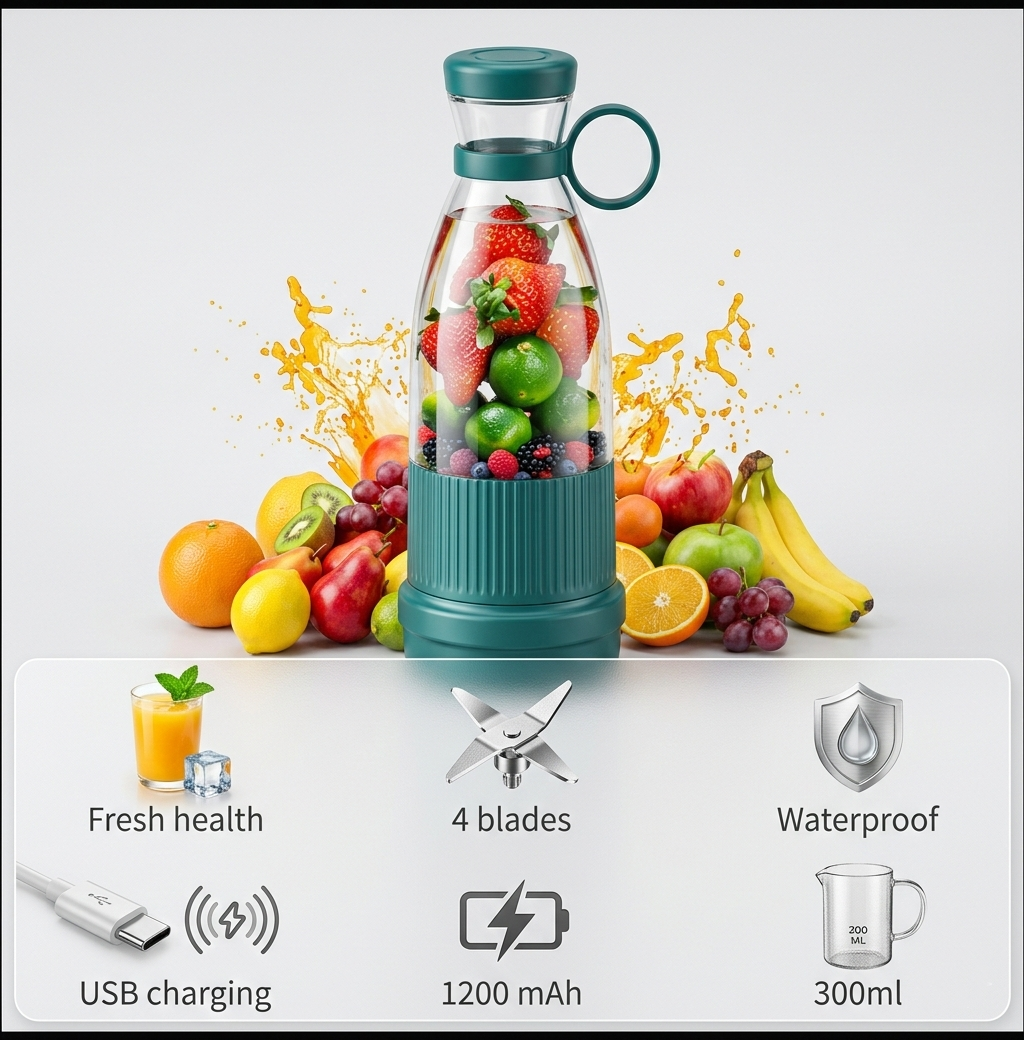 Portable USB Rechargeable Mini Juicer Bottle – Fresh Juice Anywhere