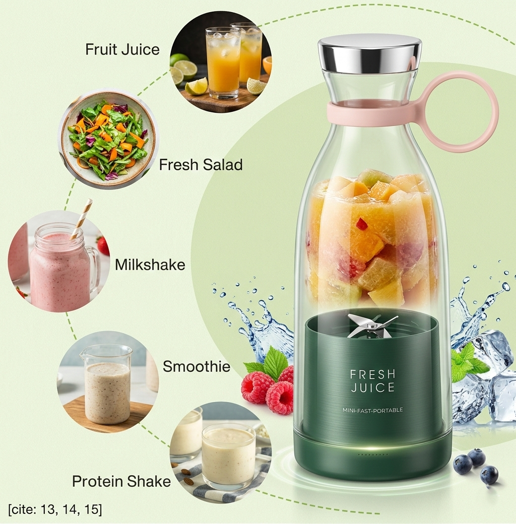 Portable USB Rechargeable Mini Juicer Bottle – Fresh Juice Anywhere