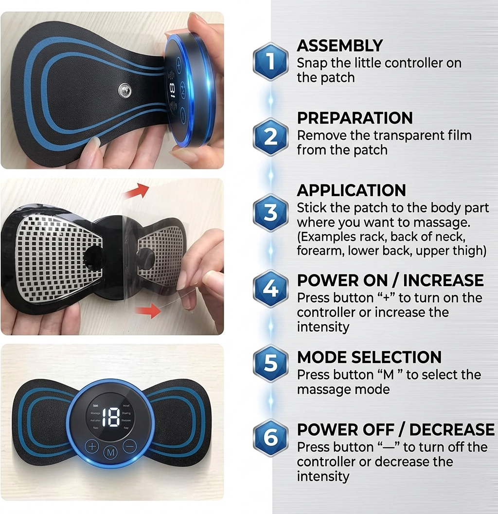 Pain Relief Pro™ – Portable EMS Neck & Full Body Massager (8 Modes, Rechargeable)