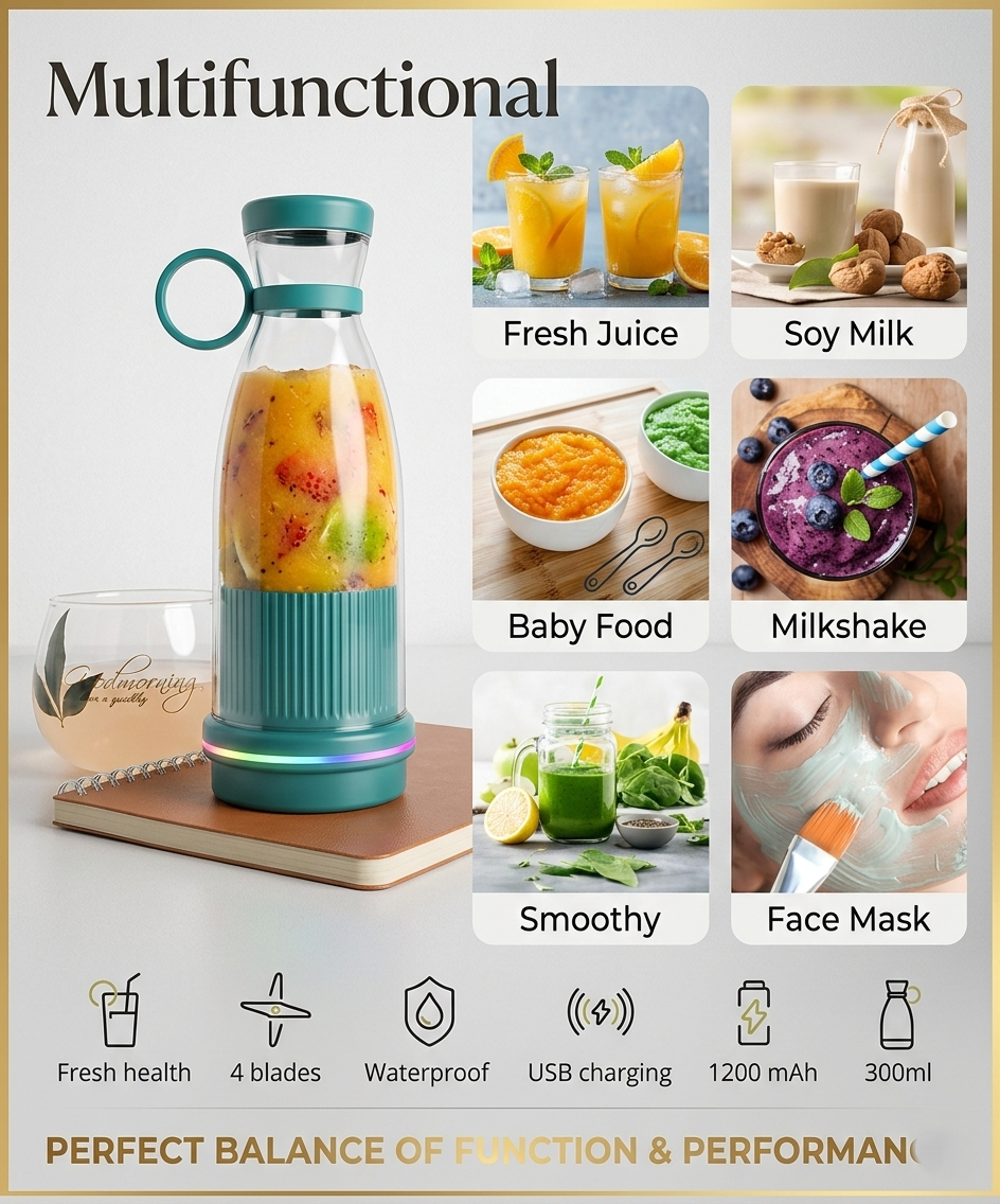 Portable USB Rechargeable Mini Juicer Bottle – Fresh Juice Anywhere